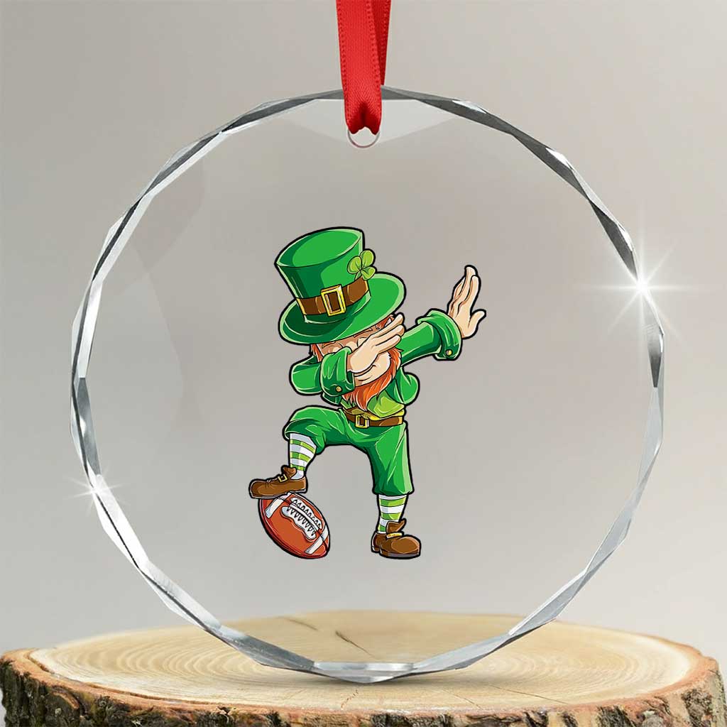Dabbing Leprechaun Football Crystal Glass Ornament St Patricks Day Sports Lover TS02 Transparent Glass 3'' Circle Print Your Wear