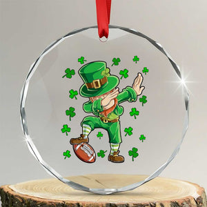 Dabbing Leprechaun Football St Patricks Day Boys Men Sports T-Shirt Crystal Glass Ornament TS12 Transparent Glass 3'' Circle Print Your Wear