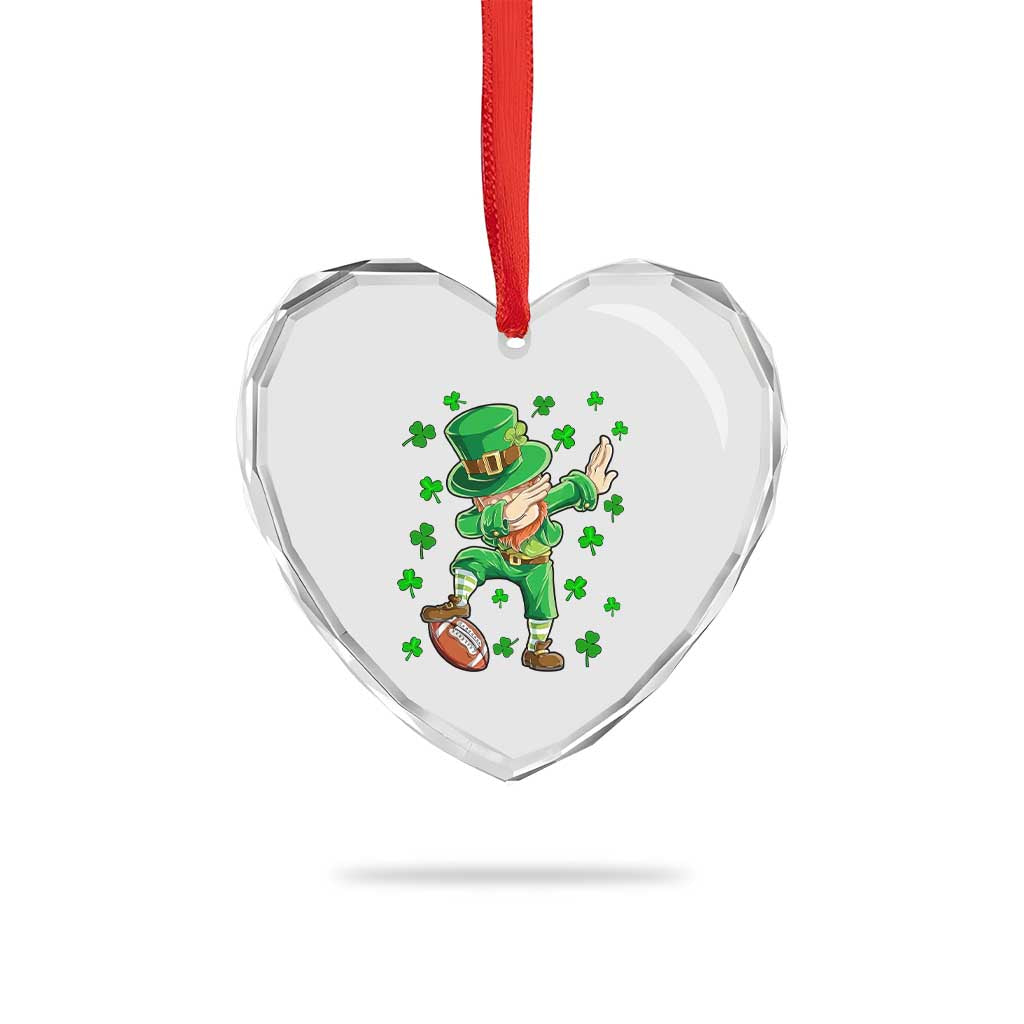 Dabbing Leprechaun Football St Patricks Day Boys Men Sports T-Shirt Heart Crystal Glass Ornament TS12 Print Your Wear
