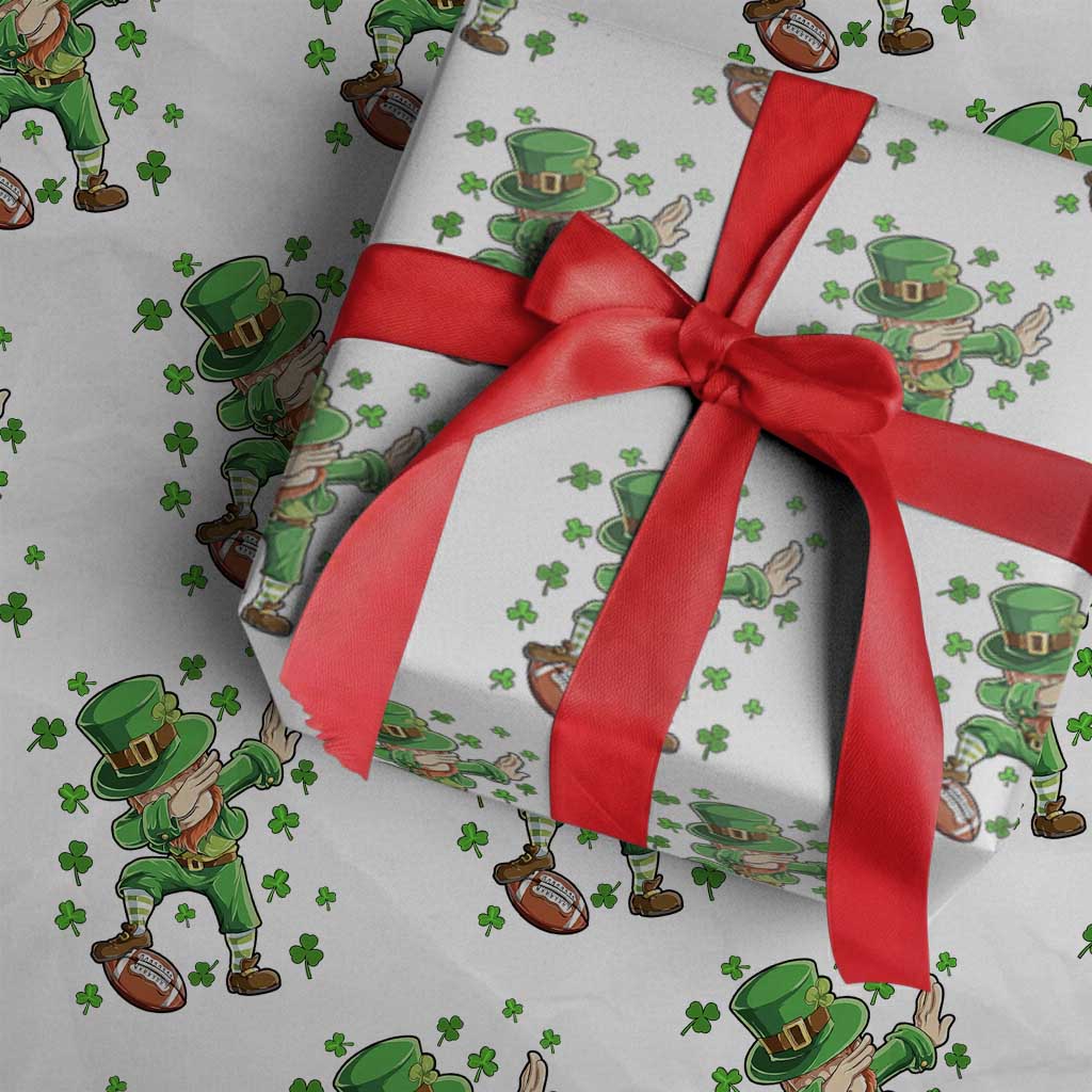 Dabbing Leprechaun Football St Patricks Day Boys Men Sports T-Shirt Wrapping Paper Roll TS12 White Print Your Wear