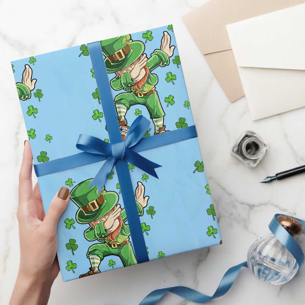 Dabbing Leprechaun Football St Patricks Day Boys Men Sports T-Shirt Wrapping Paper Roll TS12 Light Blue Print Your Wear
