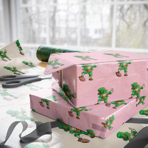 Dabbing Leprechaun Football Wrapping Paper Roll St Patricks Day Sports Lover TS02 Light Pink Print Your Wear