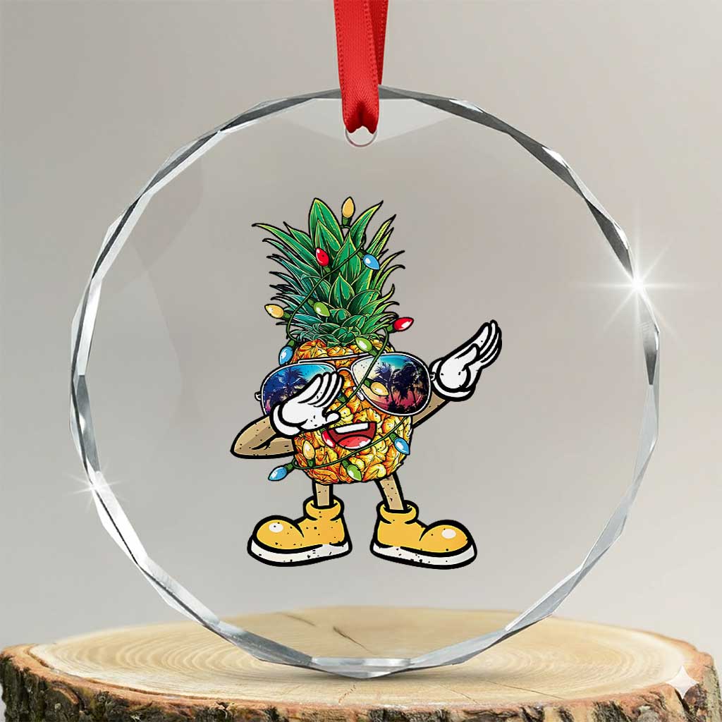 Dabbing Pineapple Hawaii Xmas Tree Lights Xmas Sunglasses Crystal Glass Ornament Tropical Holiday Beach TS10 Transparent Glass 3'' Circle Print Your Wear