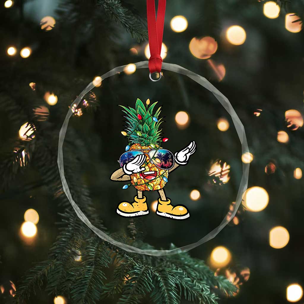 Dabbing Pineapple Hawaii Xmas Tree Lights Xmas Sunglasses Crystal Glass Ornament Tropical Holiday Beach TS10 Print Your Wear