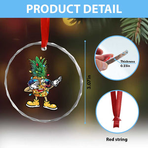 Dabbing Pineapple Hawaii Xmas Tree Lights Xmas Sunglasses Crystal Glass Ornament Tropical Holiday Beach TS10 Print Your Wear