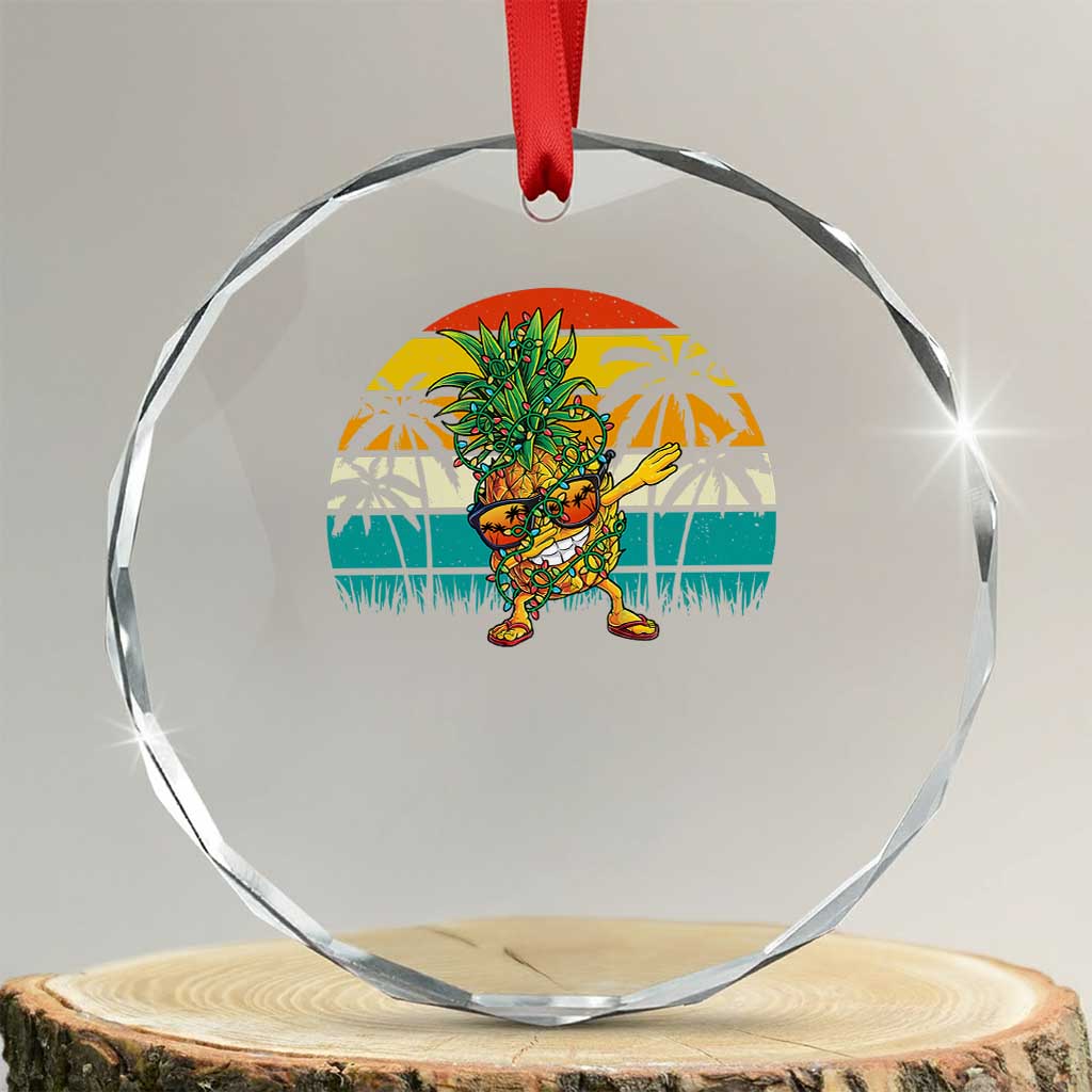Dabbing Pineapple Xmas Tree Lights Crystal Glass Ornament Hawaiian Hawaii Tropical Xmas Men Gifts Sunglasses On TS10 Transparent Glass 3'' Circle Print Your Wear