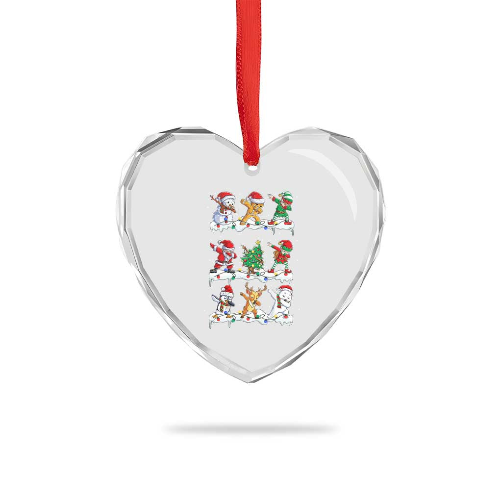 Dabbing Santa Elf Friends Christmas Light Heart Crystal Glass Ornament TS11 Print Your Wear