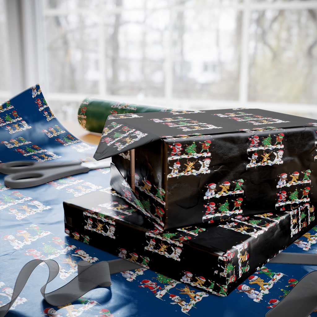 Dabbing Santa Elf Friends Christmas Light Wrapping Paper Roll TS11 Black Print Your Wear