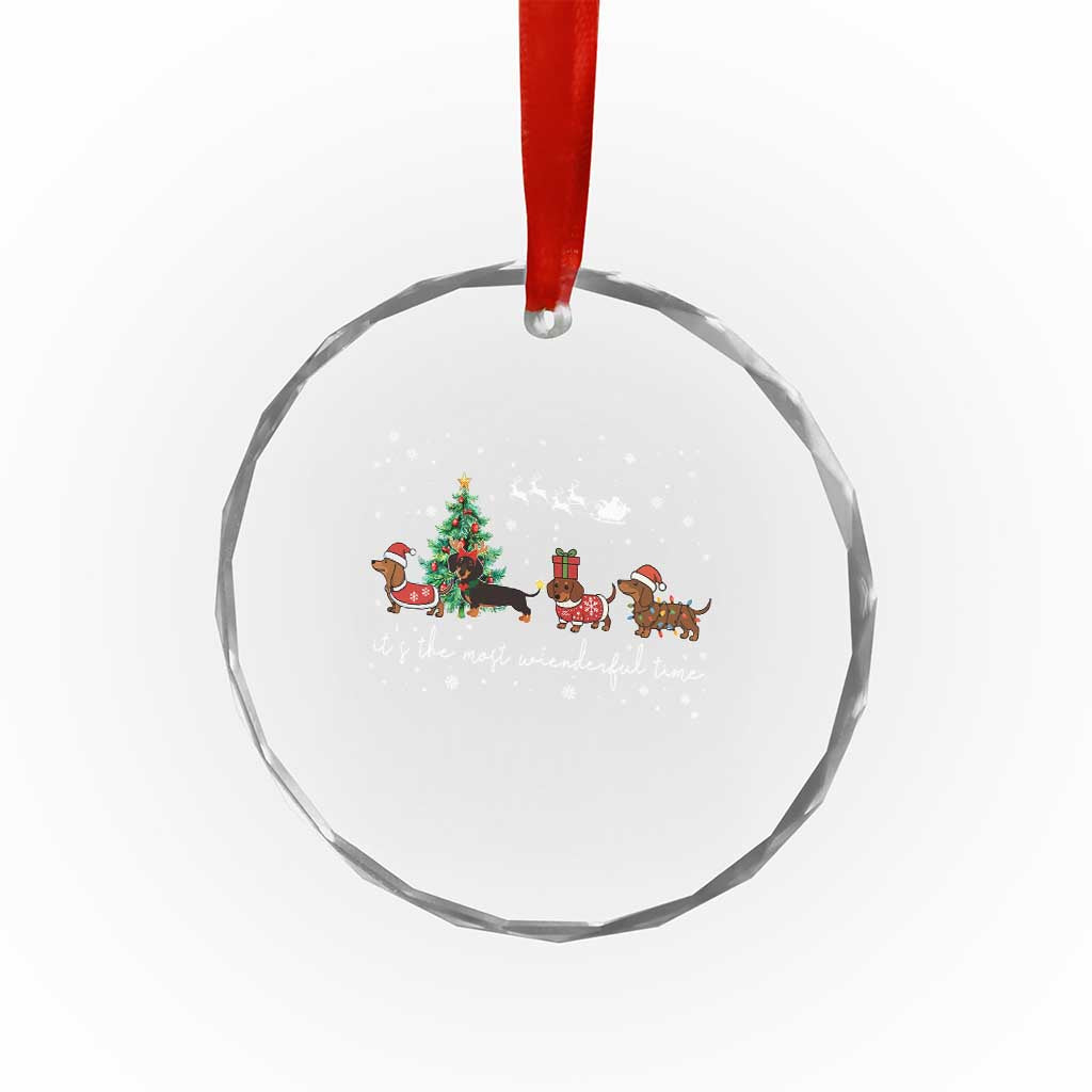 Dachshund Christmas Crystal Glass Ornament Funny Weiner Dog Lovers Its The Most Wienderful Time TS10 Print Your Wear