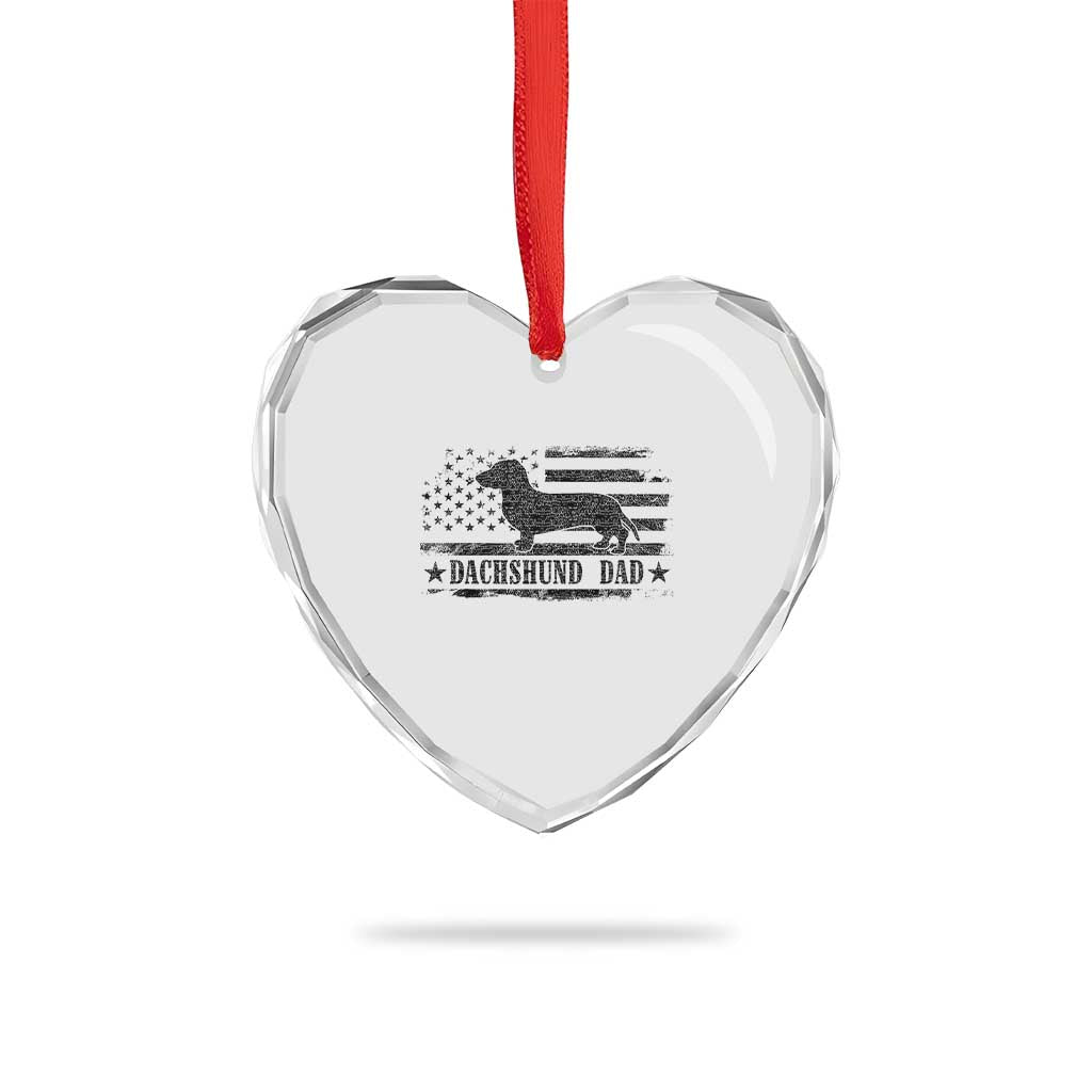 Dachshund Dog Dad Heart Crystal Glass Ornament Fathers Day Gift for Dog Lovers American Flag TS10 Print Your Wear