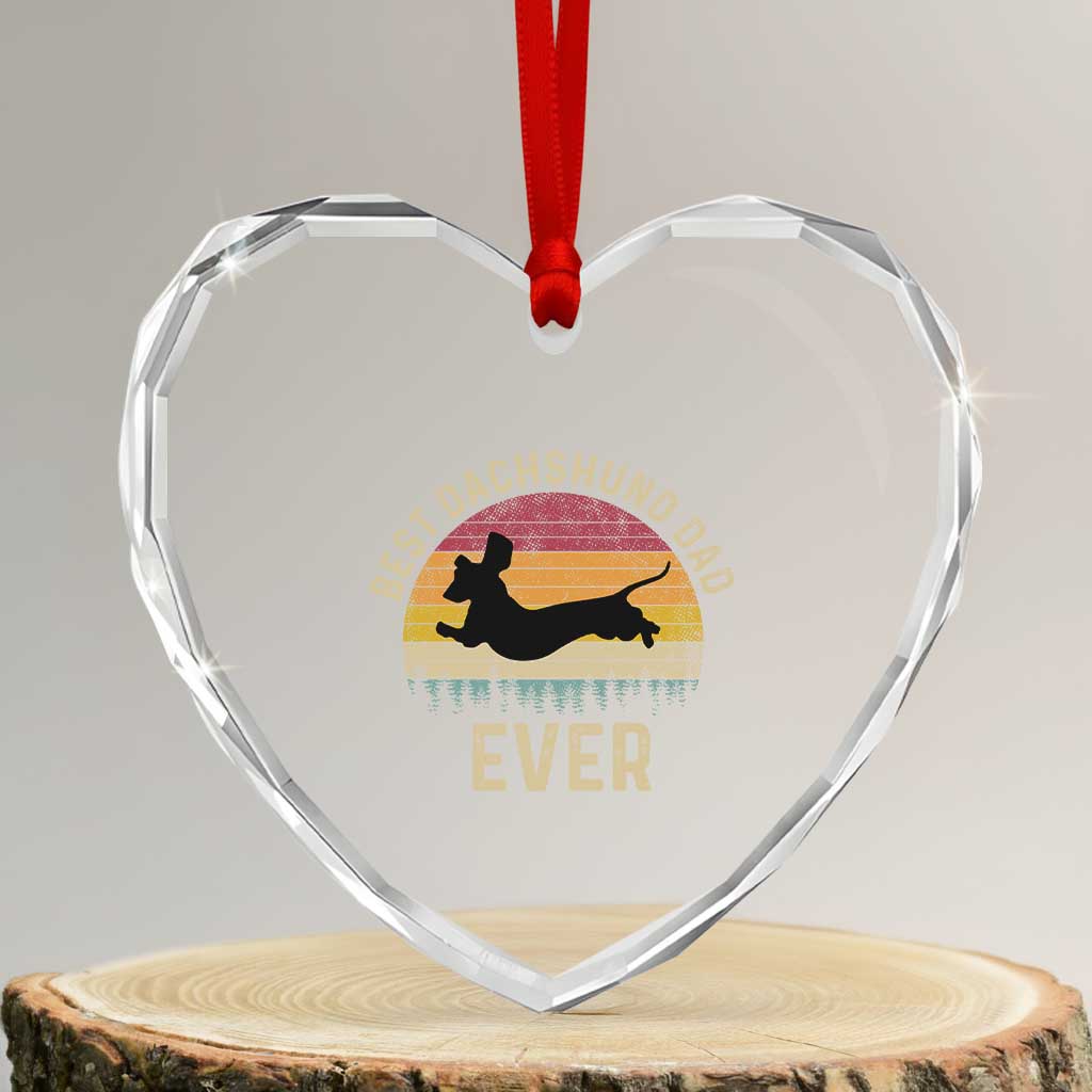 Dachshund Dog Dad Heart Crystal Glass Ornament Vintage 60s 70s Retro Fathers Day Gift for Dog Lovers TS10 Transparent Glass 3'' Heart Print Your Wear