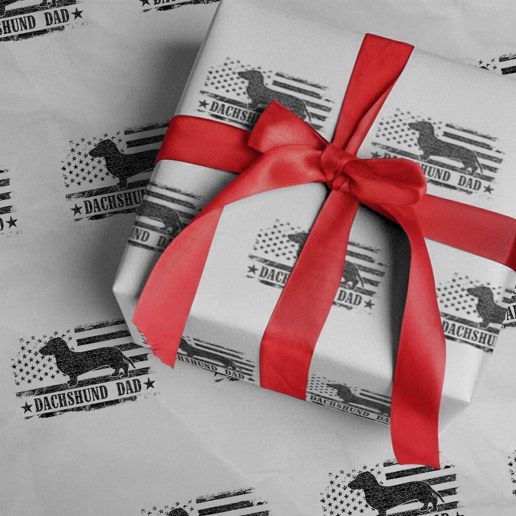 Dachshund Dog Dad Wrapping Paper Roll Fathers Day Gift for Dog Lovers American Flag TS10 White Print Your Wear