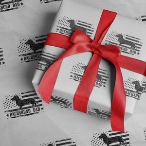 Dachshund Dog Dad Wrapping Paper Roll Fathers Day Gift for Dog Lovers American Flag TS10 White Print Your Wear