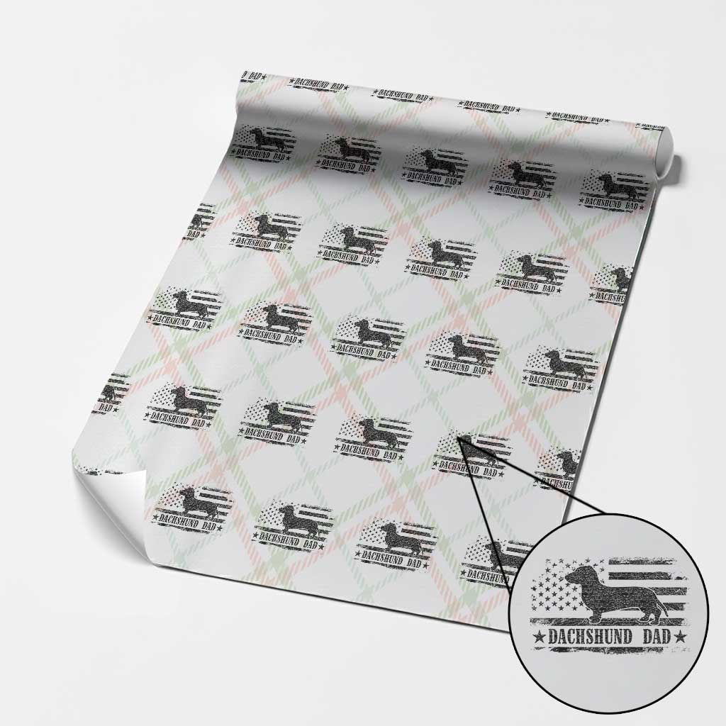 Dachshund Dog Dad Wrapping Paper Roll Fathers Day Gift for Dog Lovers American Flag TS10 Christmas Plaid Print Your Wear