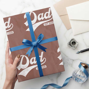 Dad Est 2026 Wrapping Paper Roll Funny New Dad Baby Announcement TS11 Mocha Print Your Wear
