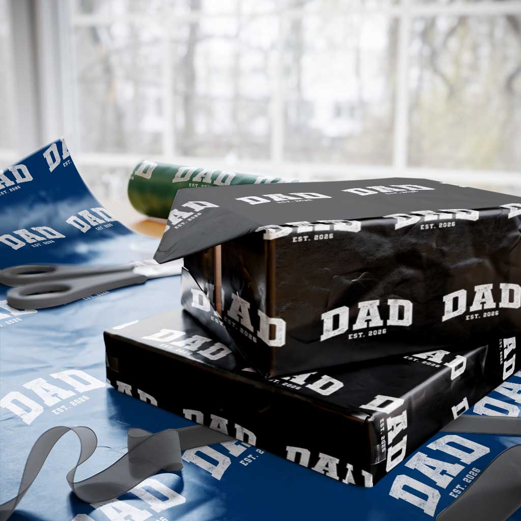 Dad Est 2026 Wrapping Paper Roll Promoted To Daddy Fathers Day TS11 Black Print Your Wear