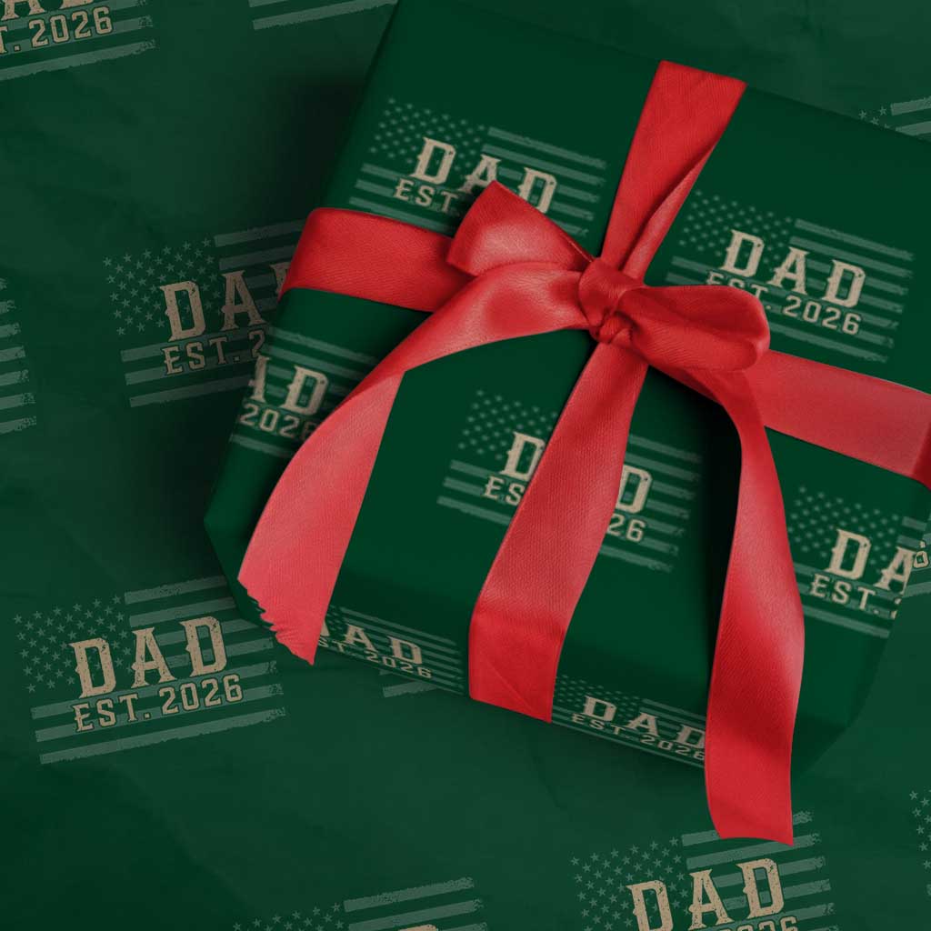 Dad Est 2026 Wrapping Paper Roll Promoted to Daddy New Dad TS14 Green Print Your Wear