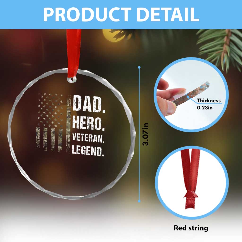 Dad Hero Veteran Legend Camouflage Father's Day Crystal Glass Ornament TS14 Print Your Wear