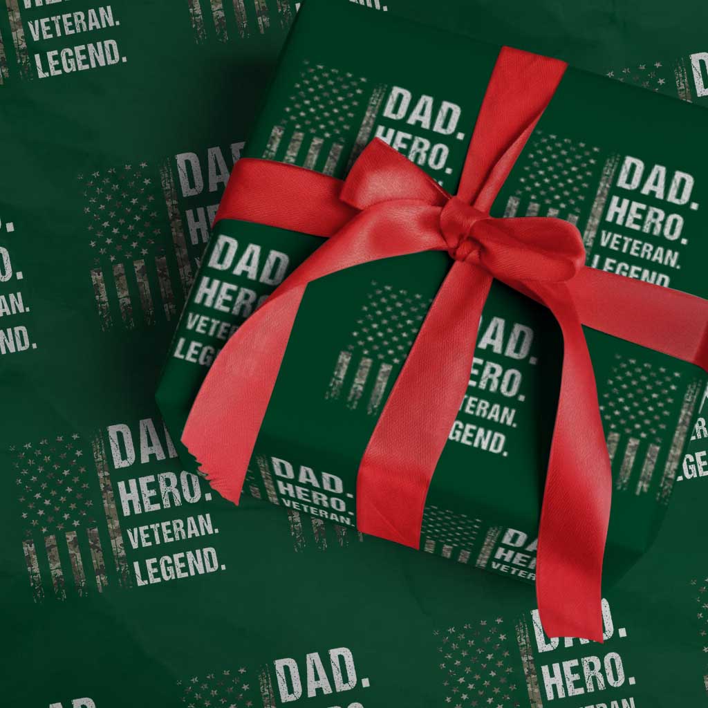 Dad Hero Veteran Legend Camouflage Father's Day Wrapping Paper Roll TS14 Green Print Your Wear