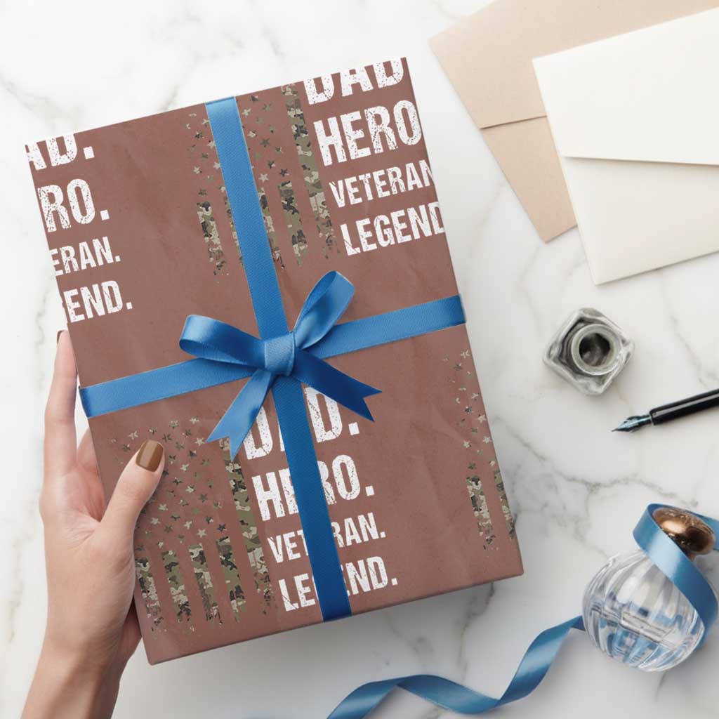 Dad Hero Veteran Legend Camouflage Father's Day Wrapping Paper Roll