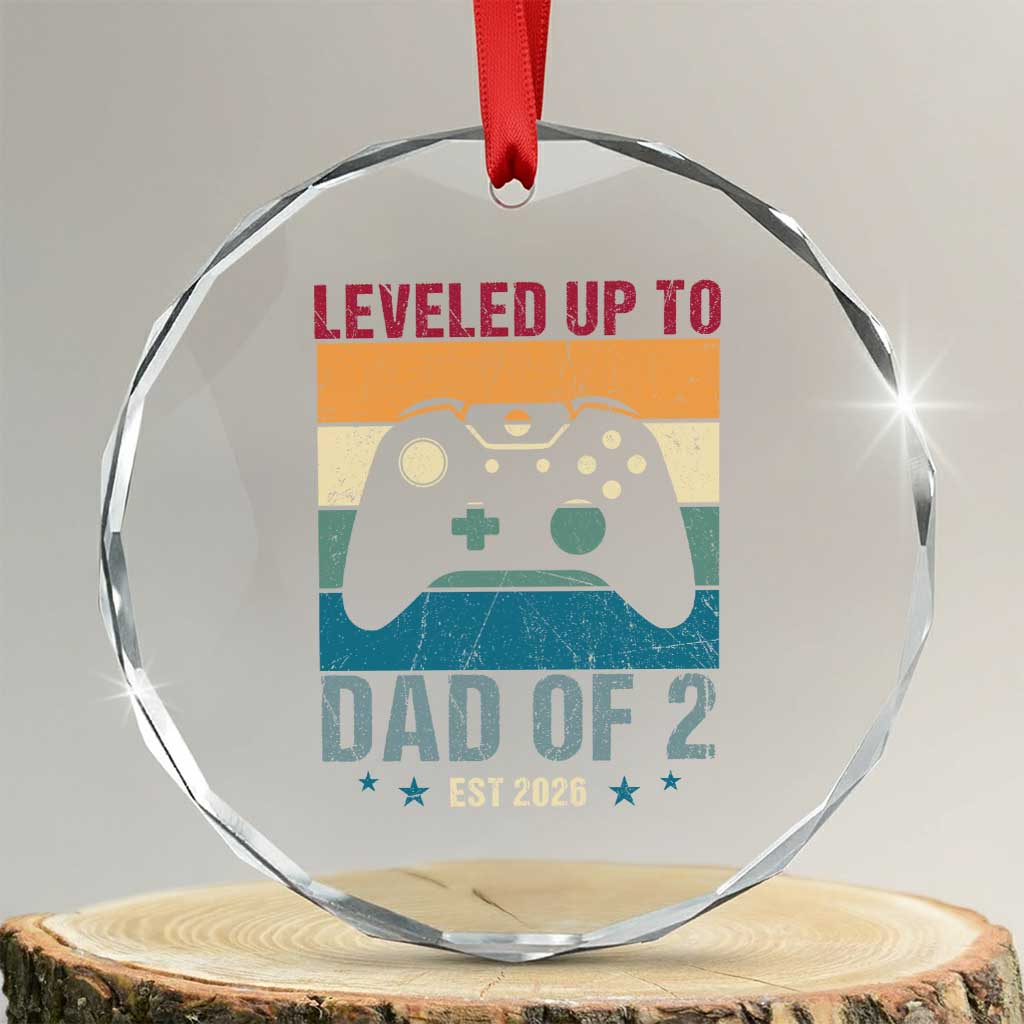 Dad Level Unlocked Crystal Glass Ornament Funny New Dad Gaming Father's Day Gift TS14 Transparent Glass 3'' Circle Print Your Wear