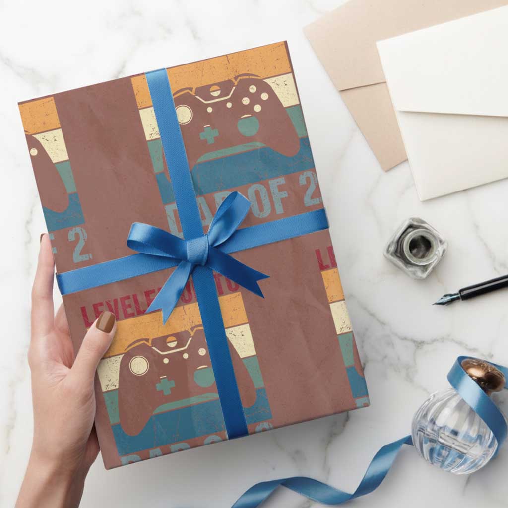 Dad Level Unlocked Wrapping Paper Roll Funny New Dad Gaming Father's Day Gift TS14 Mocha Print Your Wear