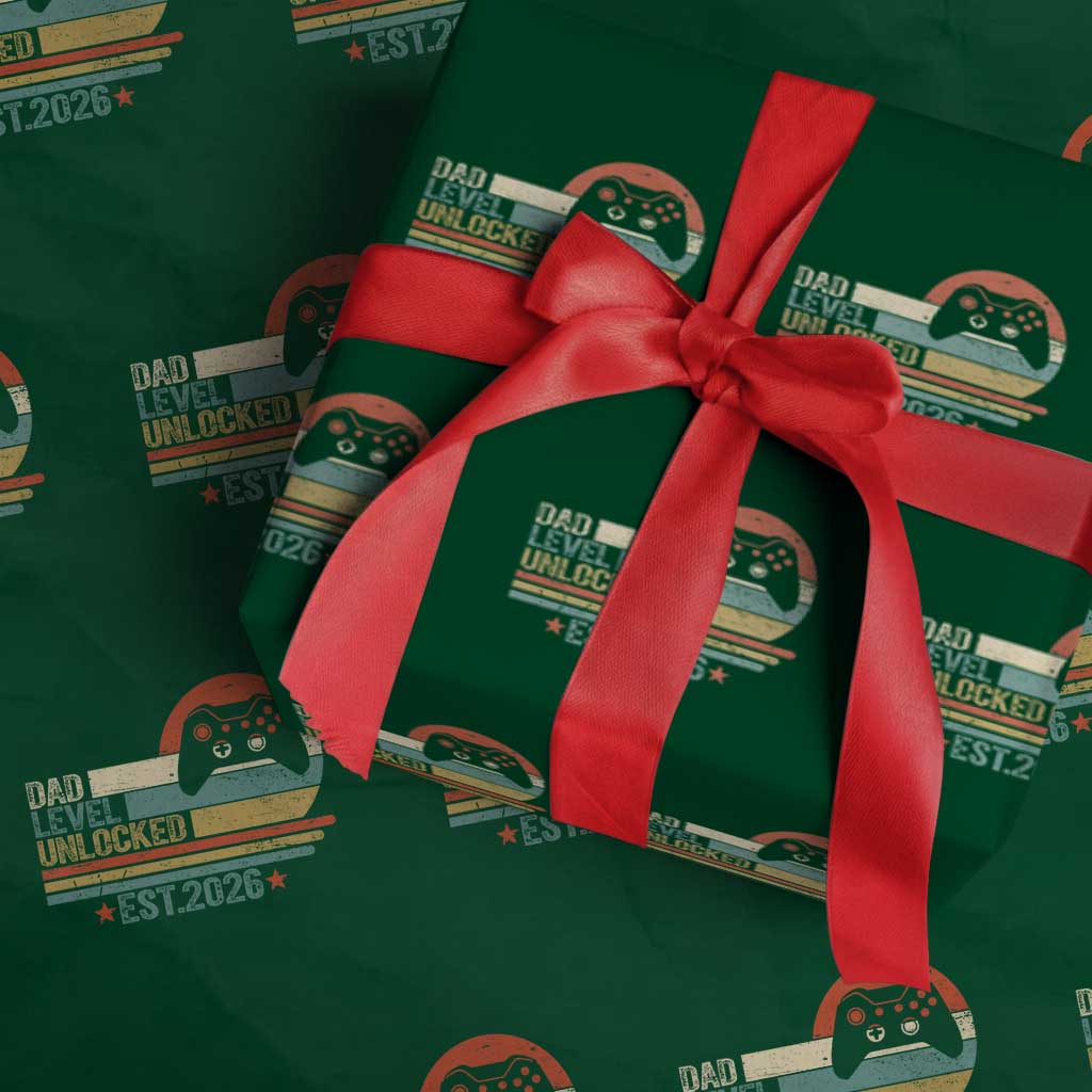 Dad Level Unlocked Wrapping Paper Roll Funny New Dad Gaming Gamer 2026 TS14 Green Print Your Wear