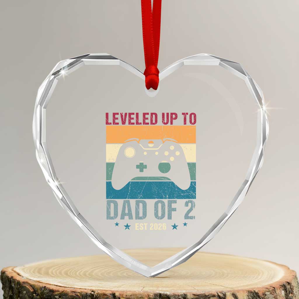 Dad Level Unlocked Heart Crystal Glass Ornament Funny New Dad Gaming Father's Day Gift TS14 Transparent Glass 3'' Heart Print Your Wear