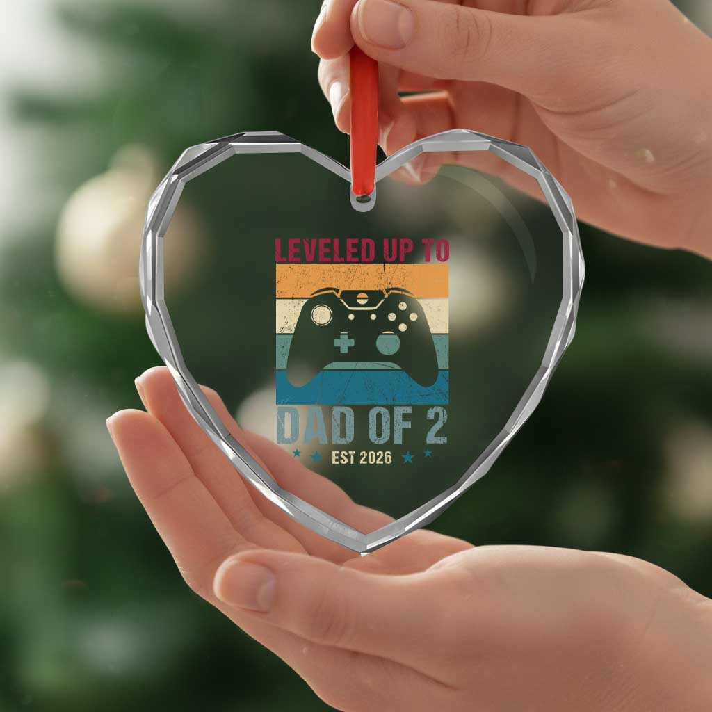 Dad Level Unlocked Heart Crystal Glass Ornament Funny New Dad Gaming Father's Day Gift TS14 Print Your Wear