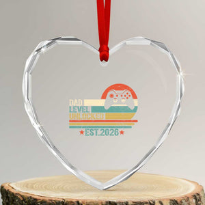 Dad Level Unlocked Heart Crystal Glass Ornament Funny New Dad Gaming Gamer 2026