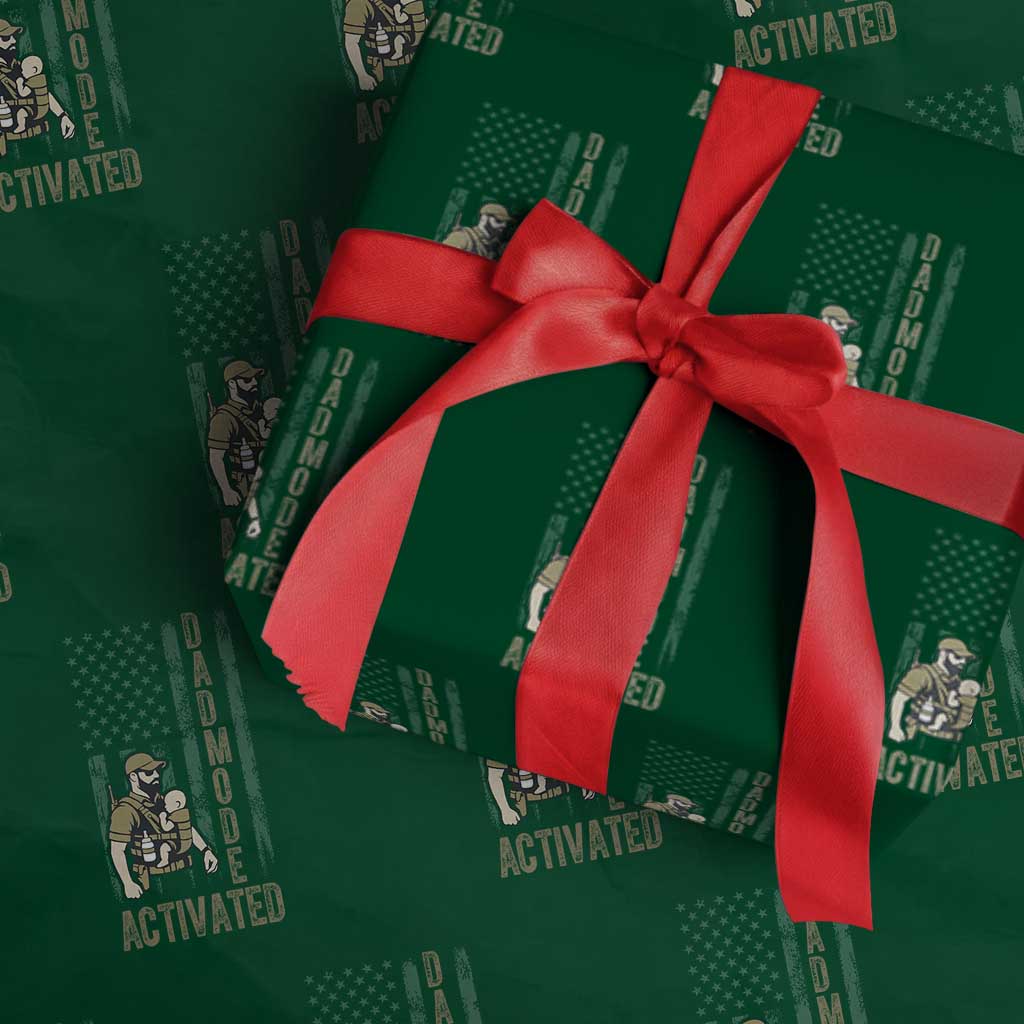 Dad Mode Activated Wrapping Paper Roll Tactical Baby Carrier Military Father Amerian Flag TS14 Green Print Your Wear