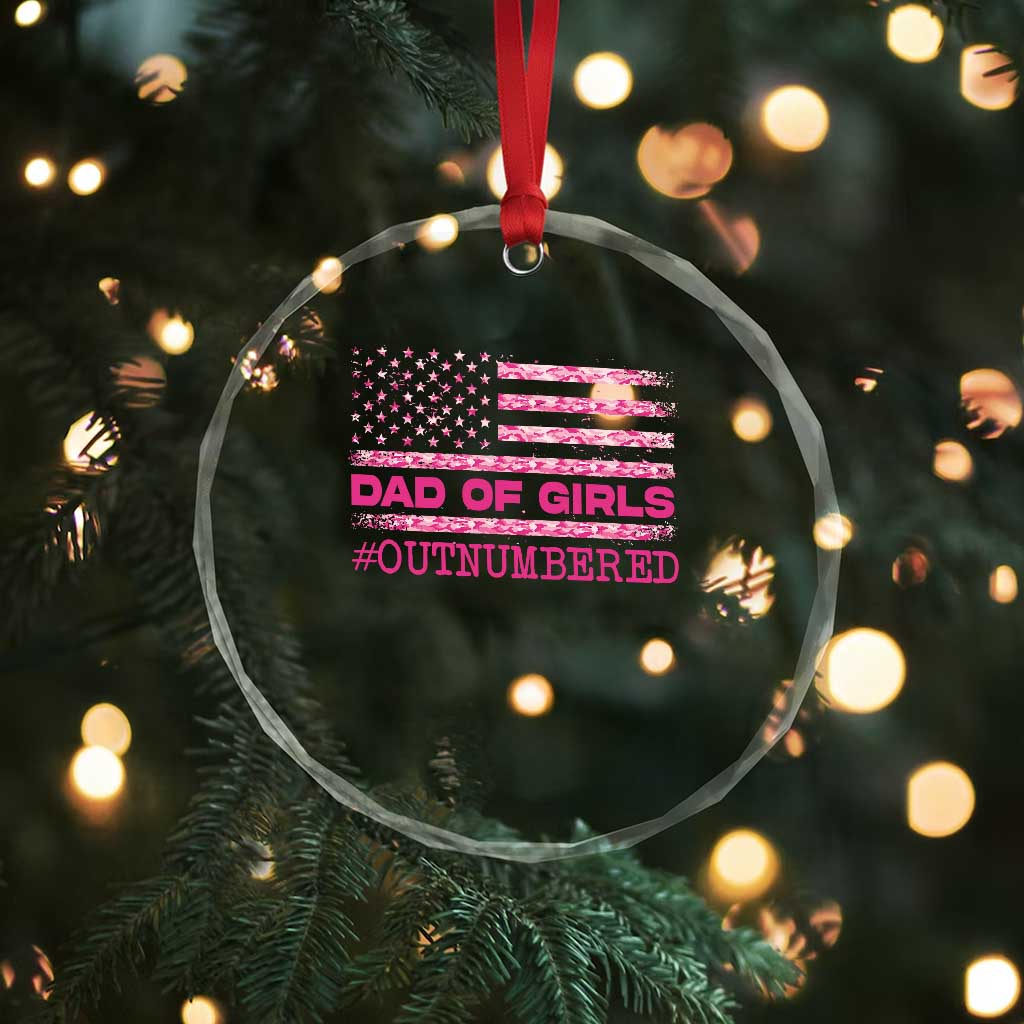 Dad Of Girls Crystal Glass Ornament Funny Girl Dads Pink Camo American Flag TS10 Print Your Wear