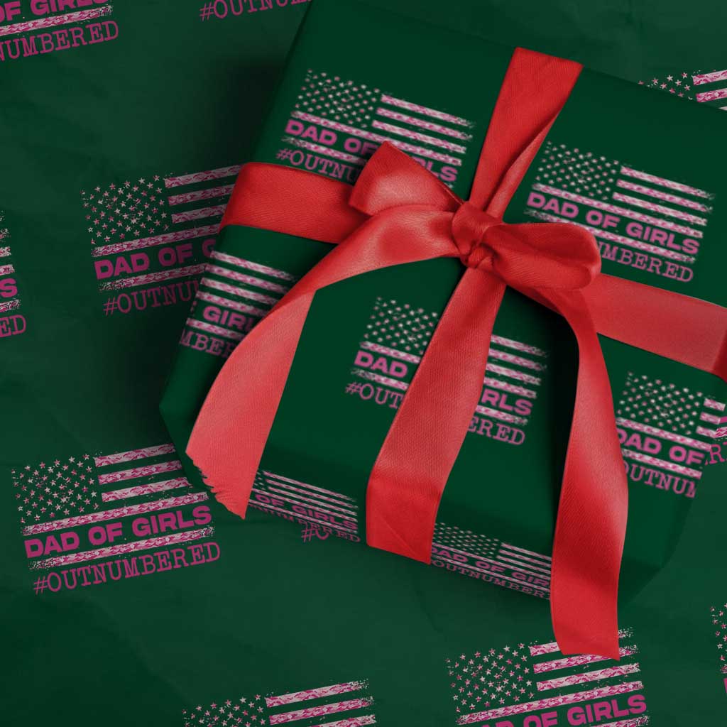 Dad Of Girls Wrapping Paper Roll Funny Girl Dads Pink Camo American Flag TS10 Green Print Your Wear