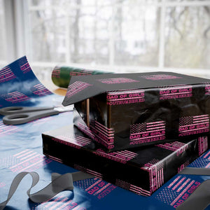 Dad Of Girls Wrapping Paper Roll Funny Girl Dads Pink Camo American Flag TS10 Black Print Your Wear