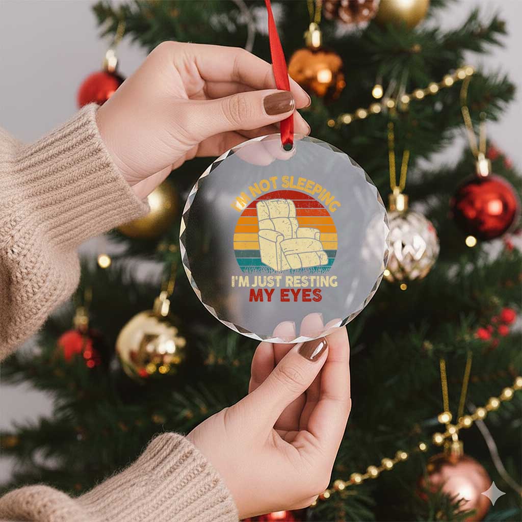 Dad Papa Grandpa Jokes Crystal Glass Ornament I'm Not Sleeping I'm Just Resting My Eyes TS10 Print Your Wear
