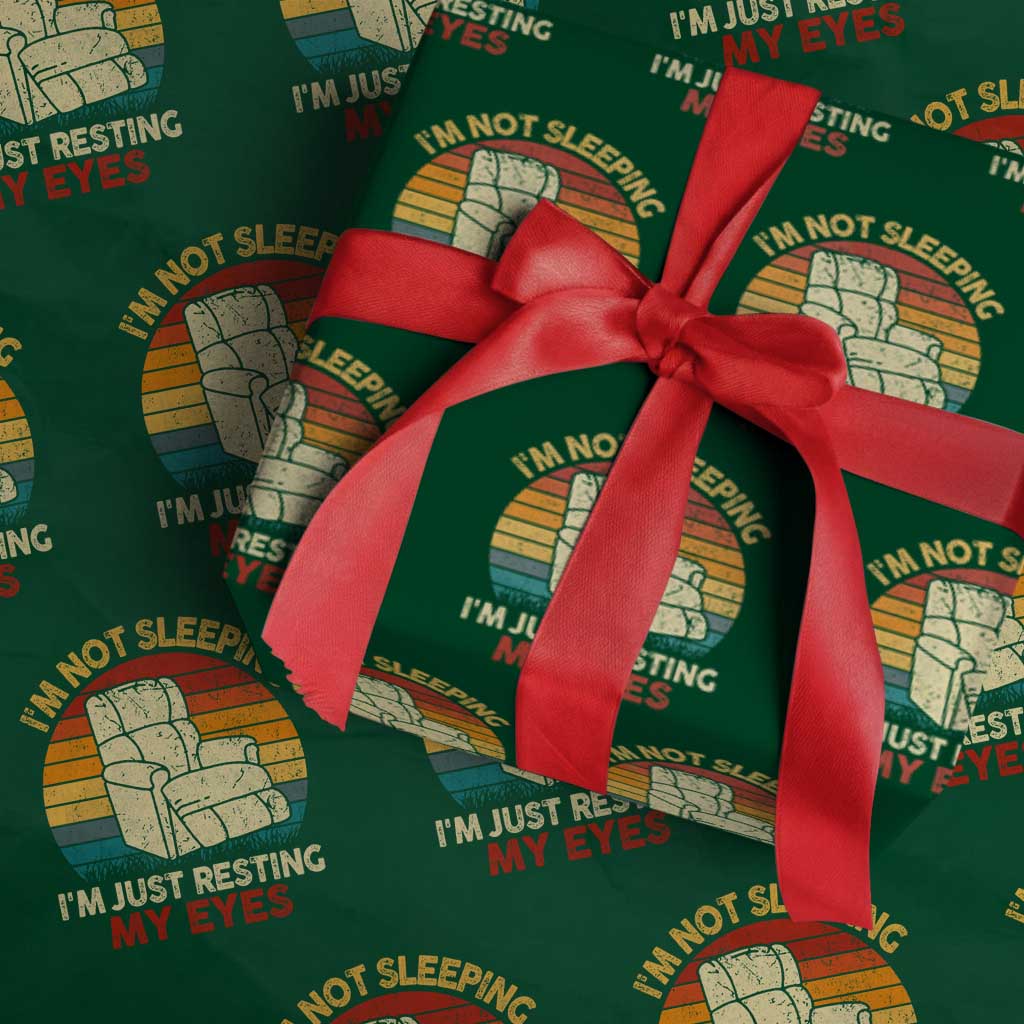 Dad Papa Grandpa Jokes Wrapping Paper Roll I'm Not Sleeping I'm Just Resting My Eyes TS10 Green Print Your Wear