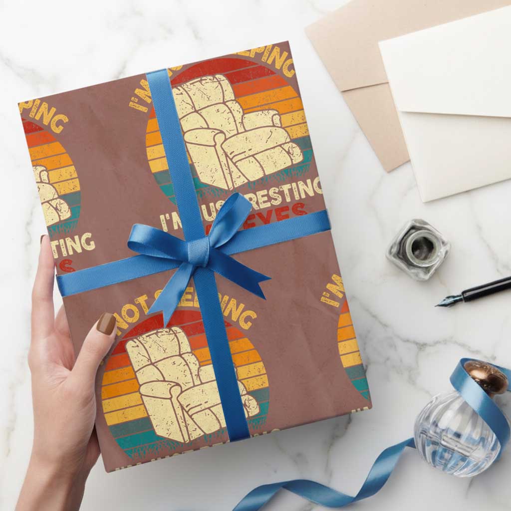 Dad Papa Grandpa Jokes Wrapping Paper Roll I'm Not Sleeping I'm Just Resting My Eyes TS10 Mocha Print Your Wear