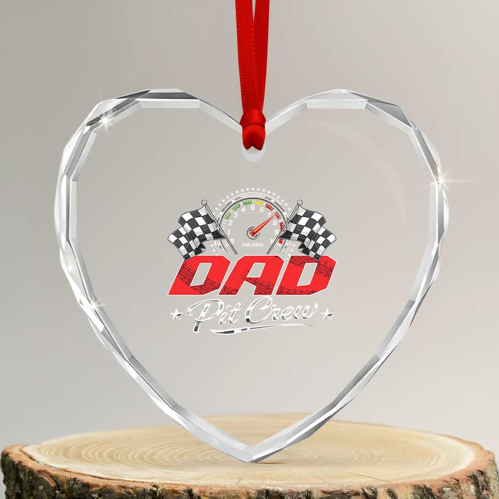 Dad Pit Crew Heart Crystal Glass Ornament Racing Family Matching Father's Day TS11 Transparent Glass 3'' Heart Print Your Wear