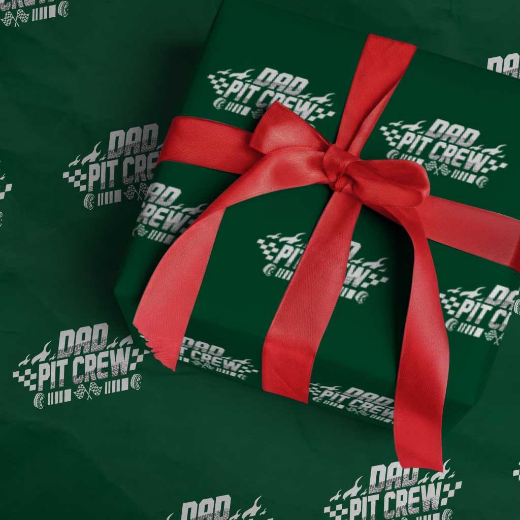 Dad Pit Crew Wrapping Paper Roll Race Car Family Racing Birthday Hosting Parties TS10 Green Print Your Wear