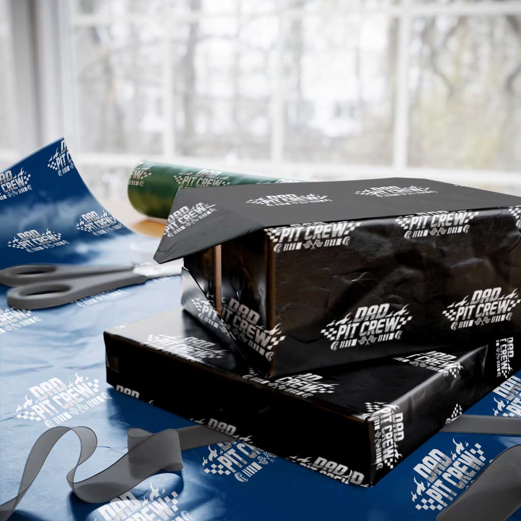 Dad Pit Crew Wrapping Paper Roll Race Car Family Racing Birthday Hosting Parties TS10 Black Print Your Wear