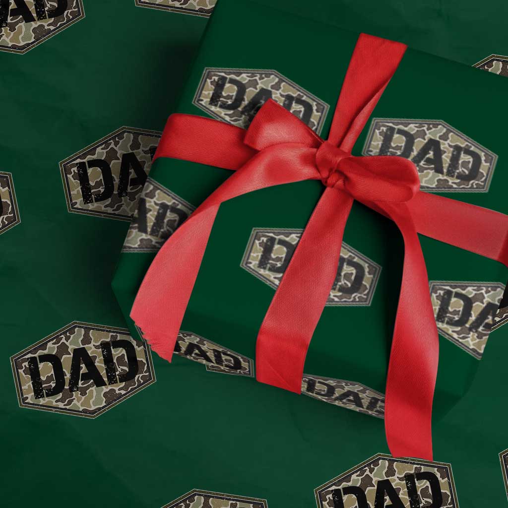 Dad Retro Old Camo Hunting Daddy Fathers Day Wrapping Paper Roll Dad Retro Old Camo Hunting Daddy Fathers Day TS11 Green Print Your Wear