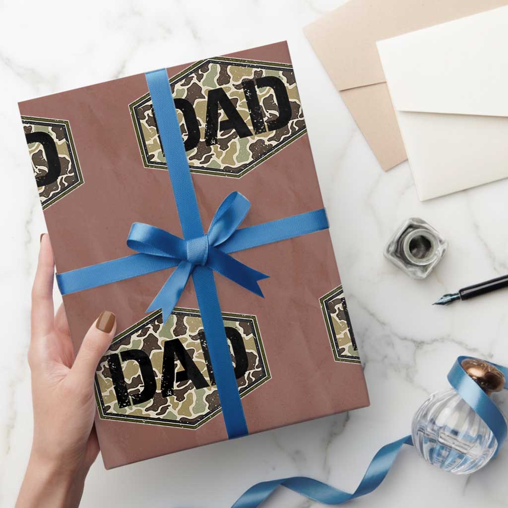 Dad Retro Old Camo Hunting Daddy Fathers Day Wrapping Paper Roll Dad Retro Old Camo Hunting Daddy Fathers Day TS11 Mocha Print Your Wear