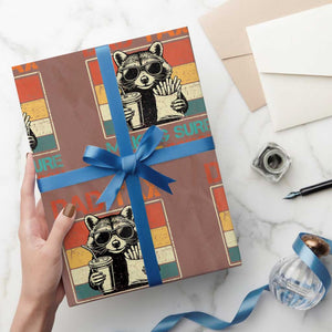 Dad Tax Raccoon Wrapping Paper Roll Making Sure It's Not Poison Funny Father's Day TS10 Mocha Print Your Wear