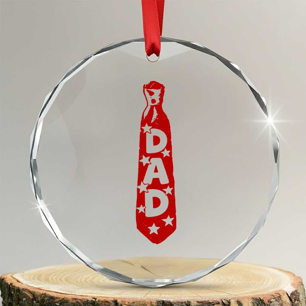 Dad Tie Star Music Lover Fathers Day Crystal Glass Ornament TS11 Transparent Glass 3'' Circle Print Your Wear