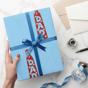 Dad Tie Star Music Lover Fathers Day Wrapping Paper Roll TS11 Light Blue Print Your Wear