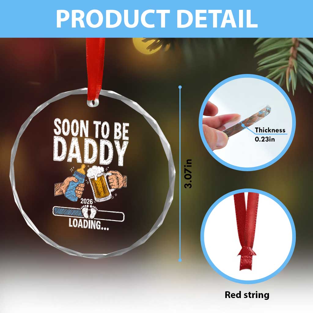 Dad to Be 2026 Crystal Glass Ornament Promoted To Daddy Beer Lover New Baby Gift TS14 Print Your Wear