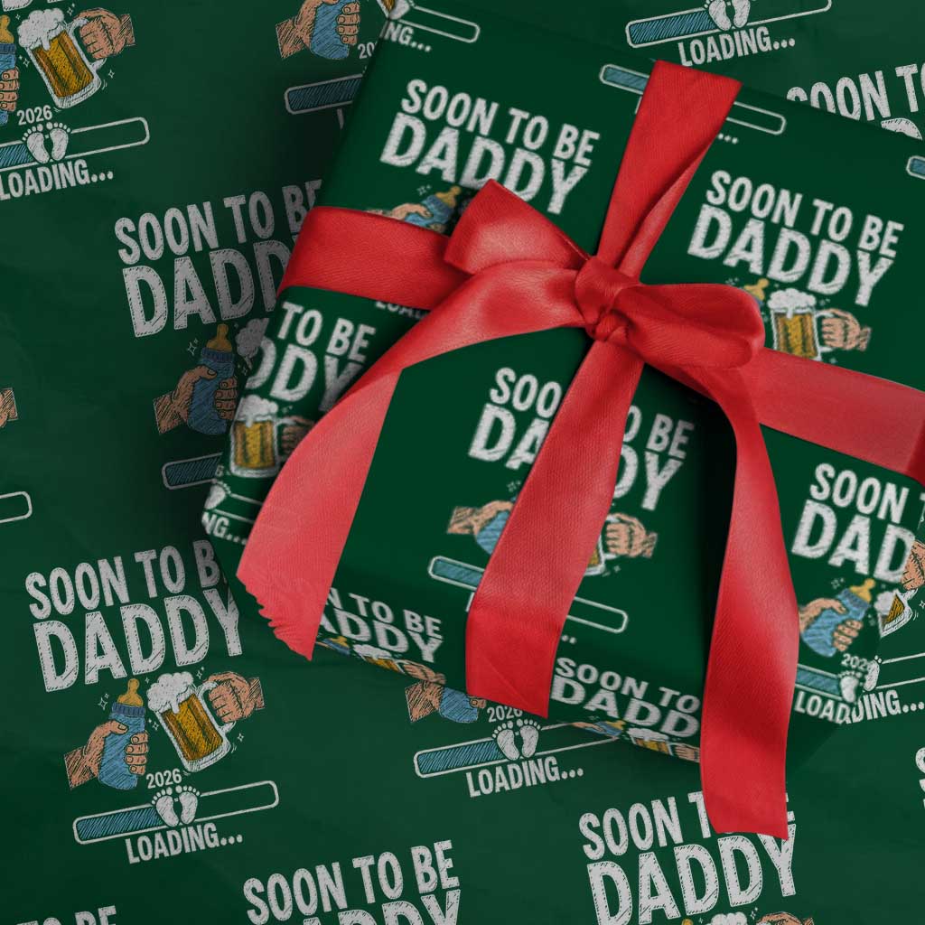 Dad to Be 2026 Wrapping Paper Roll Promoted To Daddy Beer Lover New Baby Gift