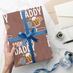 Dad to Be 2026 Wrapping Paper Roll Promoted To Daddy Beer Lover New Baby Gift