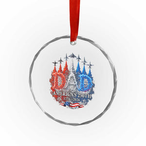 Dad USA 250th Anniversary Crystal Glass Ornament Jet Fighter American Flag Father's Day 4th of July TS11 Print Your Wear