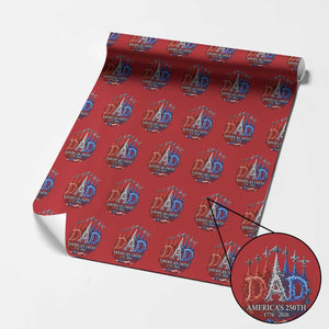Dad USA 250th Anniversary Wrapping Paper Roll Jet Fighter American Flag Father's Day 4th of July TS11 Red Print Your Wear